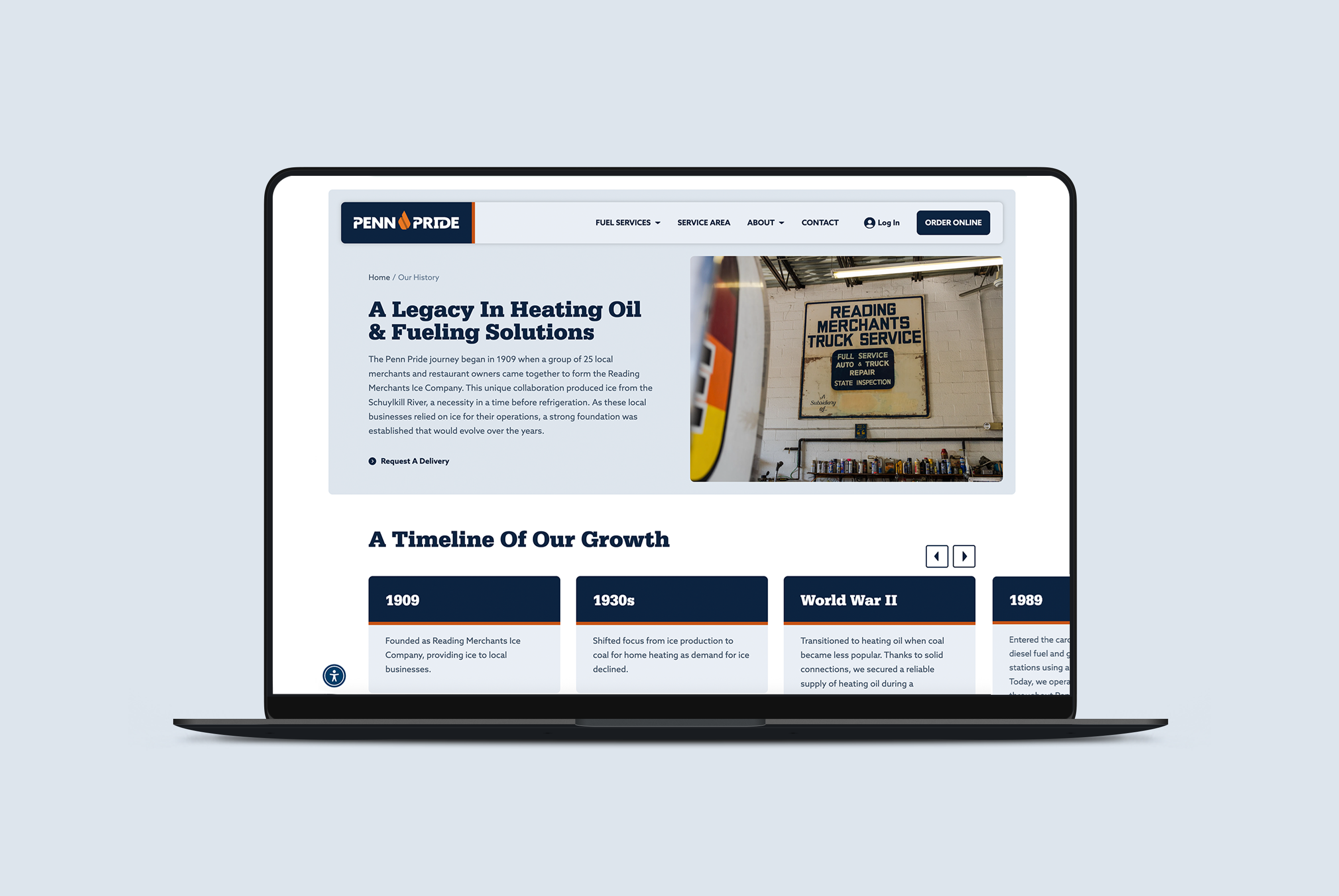 Laptop Mockup of the new Penn Pride website following their rebrand.