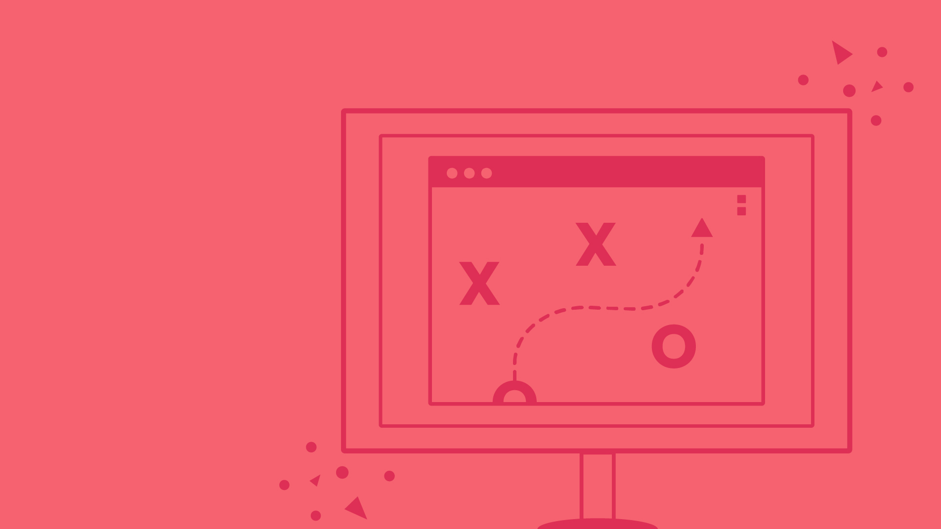 Illustration of desktop computer depicting a strategy for Google Ads