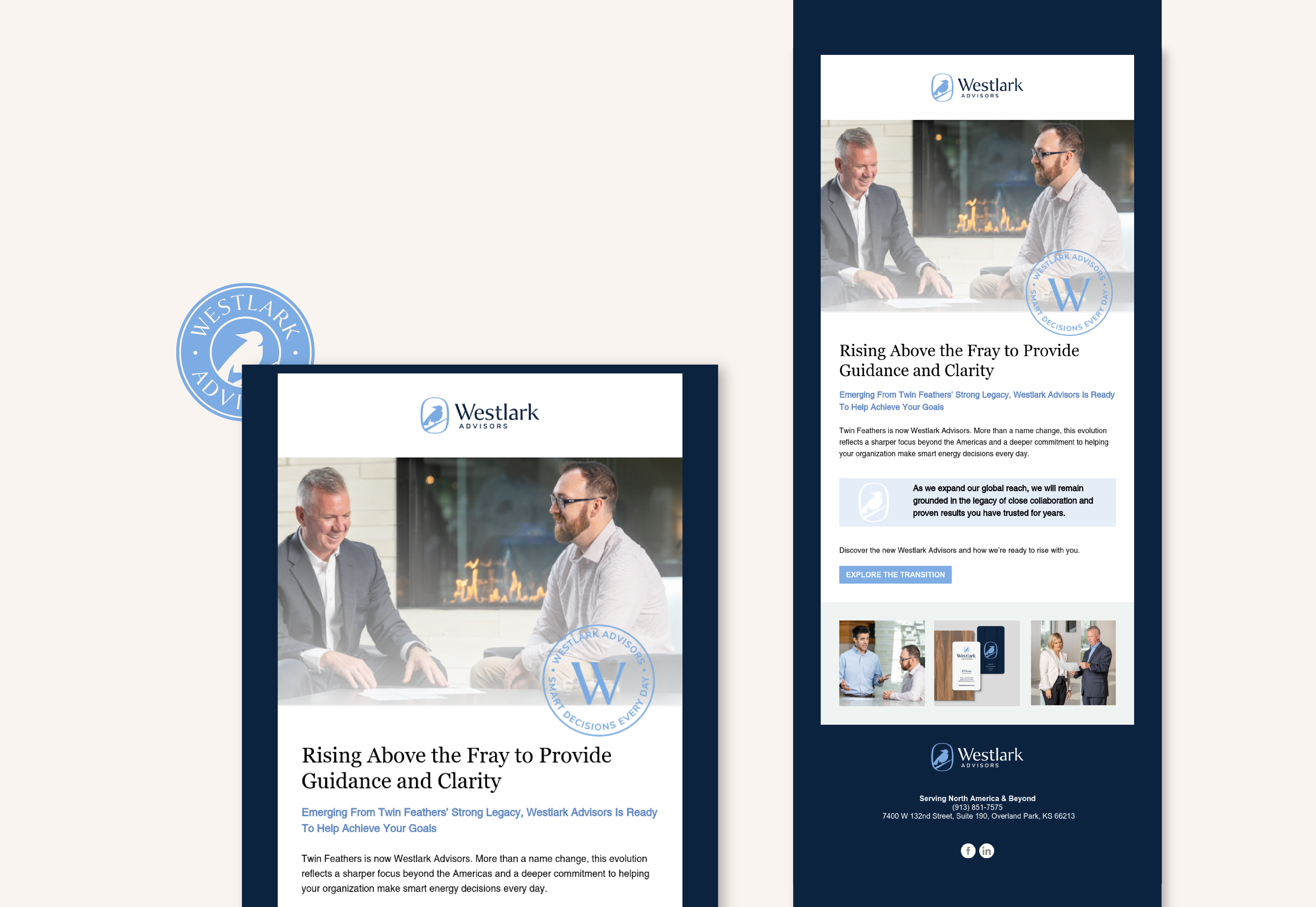 Email template for Westlark Advisors that utilizes their new brand identity.