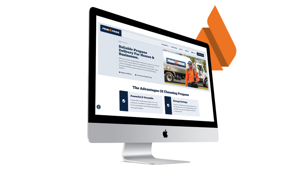 A desktop iMac with Penn Pride's website displayed on it.